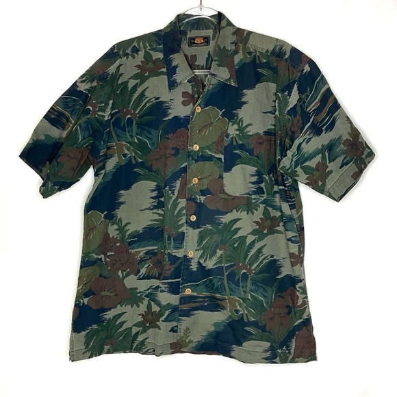 Route 66 | Men's 100% Cotton Tropical Camo Short Sleeve Button Shirt L - Picture 1 of 6